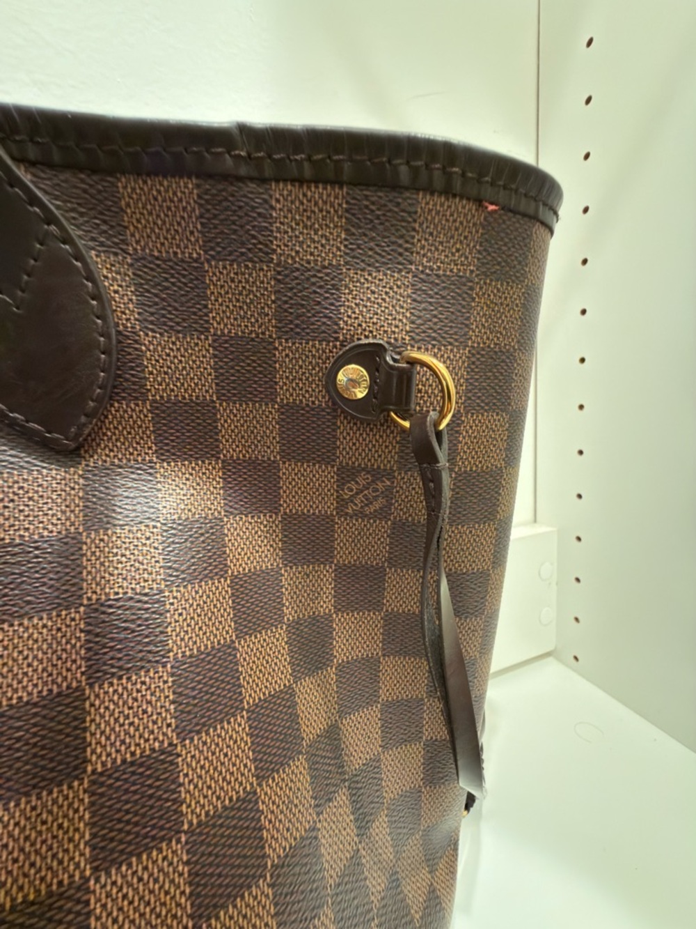 Louis Vuitton Brown Checkered Shoulder Bag MM Neverfull - Picture 5 of 12